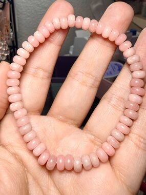 6mm Pink Opal Rondelle Bracelet Genuine Stone Handmade
